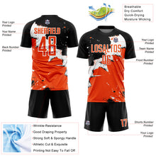 Загрузить изображение в средство просмотра галереи, Custom Black Orange-White Splash Sublimation Soccer Uniform Jersey