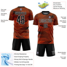 Load image into Gallery viewer, Custom Orange Black-White Line Sublimation Soccer Uniform Jersey
