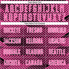 Laden Sie das Bild in den Galerie-Viewer, Custom Pink Black-White Line Sublimation Soccer Uniform Jersey