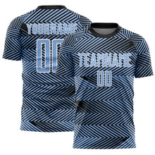 Charger l'image dans la galerie, Custom Light Blue Black-White Line Sublimation Soccer Uniform Jersey