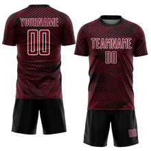 Загрузить изображение в средство просмотра галереи, Custom Crimson Black-White Line Sublimation Soccer Uniform Jersey