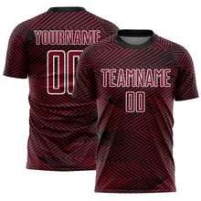 Загрузить изображение в средство просмотра галереи, Custom Crimson Black-White Line Sublimation Soccer Uniform Jersey