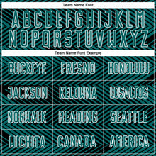 Load image into Gallery viewer, Custom Teal Black-White Line Sublimation Soccer Uniform Jersey