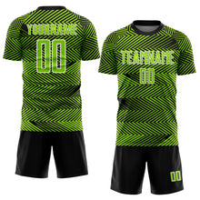 Загрузить изображение в средство просмотра галереи, Custom Neon Green Black-White Line Sublimation Soccer Uniform Jersey