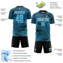 Laden Sie das Bild in den Galerie-Viewer, Custom Sky Blue Black-White Line Sublimation Soccer Uniform Jersey