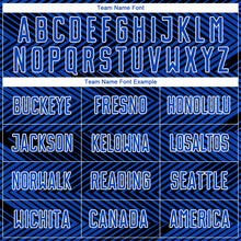 Загрузить изображение в средство просмотра галереи, Custom Thunder Blue Black-White Line Sublimation Soccer Uniform Jersey