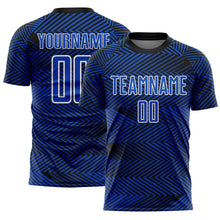 Загрузить изображение в средство просмотра галереи, Custom Thunder Blue Black-White Line Sublimation Soccer Uniform Jersey