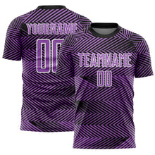 Load image into Gallery viewer, Custom Medium Purple Black-White Line Sublimation Soccer Uniform Jersey