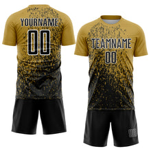 Laden Sie das Bild in den Galerie-Viewer, Custom Old Gold Black-White Abstract Fragment Art Sublimation Soccer Uniform Jersey