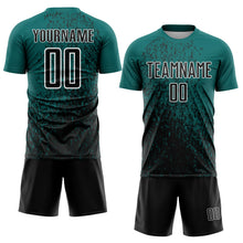 Charger l'image dans la galerie, Custom Teal Black-White Abstract Fragment Art Sublimation Soccer Uniform Jersey