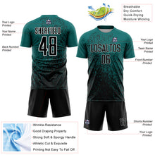 Charger l'image dans la galerie, Custom Teal Black-White Abstract Fragment Art Sublimation Soccer Uniform Jersey