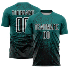 Charger l'image dans la galerie, Custom Teal Black-White Abstract Fragment Art Sublimation Soccer Uniform Jersey