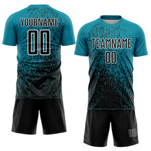 Charger l'image dans la galerie, Custom Teal Black-White Abstract Fragment Art Sublimation Soccer Uniform Jersey