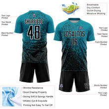 Charger l'image dans la galerie, Custom Teal Black-White Abstract Fragment Art Sublimation Soccer Uniform Jersey