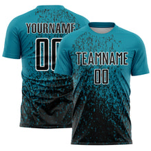 Charger l'image dans la galerie, Custom Teal Black-White Abstract Fragment Art Sublimation Soccer Uniform Jersey