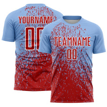 Laden Sie das Bild in den Galerie-Viewer, Custom Light Blue Red-White Abstract Fragment Art Sublimation Soccer Uniform Jersey