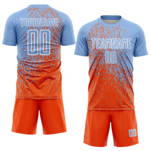 Laden Sie das Bild in den Galerie-Viewer, Custom Light Blue Orange-White Abstract Fragment Art Sublimation Soccer Uniform Jersey
