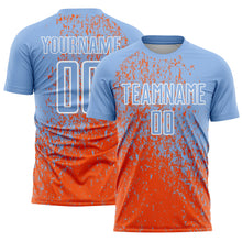 Laden Sie das Bild in den Galerie-Viewer, Custom Light Blue Orange-White Abstract Fragment Art Sublimation Soccer Uniform Jersey