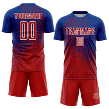 Load image into Gallery viewer, Custom Royal Red-White Abstract Fragment Art Sublimation Soccer Uniform Jersey