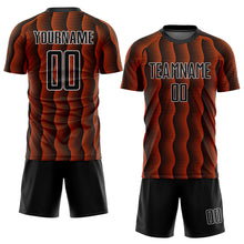 Charger l'image dans la galerie, Custom Black Orange-White Geometric Shape Sublimation Soccer Uniform Jersey