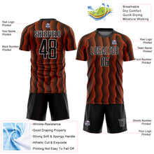 Charger l'image dans la galerie, Custom Black Orange-White Geometric Shape Sublimation Soccer Uniform Jersey