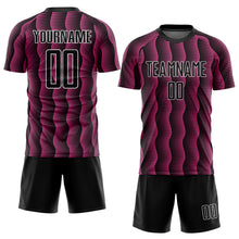 Загрузить изображение в средство просмотра галереи, Custom Black Pink-White Geometric Shape Sublimation Soccer Uniform Jersey