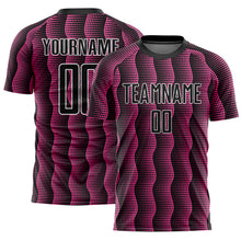 Загрузить изображение в средство просмотра галереи, Custom Black Pink-White Geometric Shape Sublimation Soccer Uniform Jersey