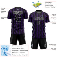 Загрузить изображение в средство просмотра галереи, Custom Black Purple-White Geometric Shape Sublimation Soccer Uniform Jersey