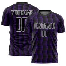 Загрузить изображение в средство просмотра галереи, Custom Black Purple-White Geometric Shape Sublimation Soccer Uniform Jersey
