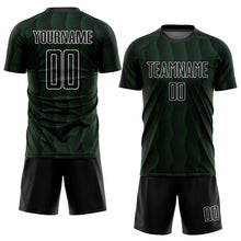 Загрузить изображение в средство просмотра галереи, Custom Black Green-White Geometric Shape Sublimation Soccer Uniform Jersey