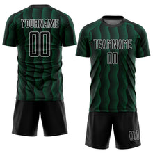 Загрузить изображение в средство просмотра галереи, Custom Black Kelly Green-White Geometric Shape Sublimation Soccer Uniform Jersey