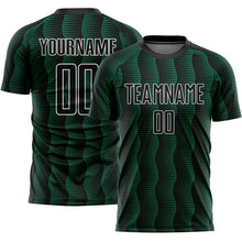 Загрузить изображение в средство просмотра галереи, Custom Black Kelly Green-White Geometric Shape Sublimation Soccer Uniform Jersey