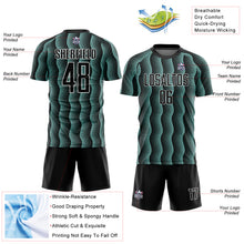 Загрузить изображение в средство просмотра галереи, Custom Black Ice Blue-White Geometric Shape Sublimation Soccer Uniform Jersey