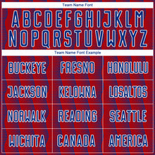 Load image into Gallery viewer, Custom Red Royal-White Geometric Shape Sublimation Soccer Uniform Jersey