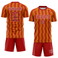 Load image into Gallery viewer, Custom Red Yellow-White Geometric Shape Sublimation Soccer Uniform Jersey