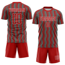 Charger l'image dans la galerie, Custom Red Aqua-White Geometric Shape Sublimation Soccer Uniform Jersey