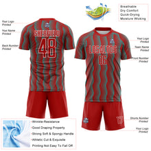 Charger l'image dans la galerie, Custom Red Aqua-White Geometric Shape Sublimation Soccer Uniform Jersey