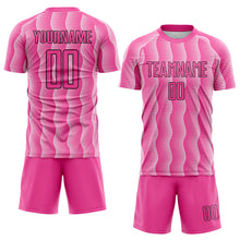 Laden Sie das Bild in den Galerie-Viewer, Custom Pink Black-White Geometric Shape Sublimation Soccer Uniform Jersey