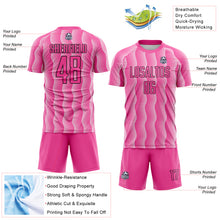 Laden Sie das Bild in den Galerie-Viewer, Custom Pink Black-White Geometric Shape Sublimation Soccer Uniform Jersey