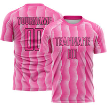 Laden Sie das Bild in den Galerie-Viewer, Custom Pink Black-White Geometric Shape Sublimation Soccer Uniform Jersey