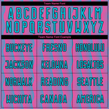 Laden Sie das Bild in den Galerie-Viewer, Custom Pink Lakes Blue-Black Geometric Shape Sublimation Soccer Uniform Jersey