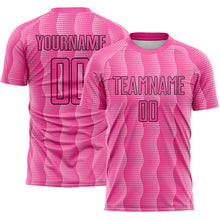 Charger l'image dans la galerie, Custom Pink Light Pink-Black Geometric Shape Sublimation Soccer Uniform Jersey