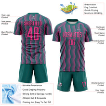 Load image into Gallery viewer, Custom Teal Pink-Black Geometric Shape Sublimation Soccer Uniform Jersey