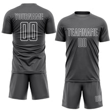Load image into Gallery viewer, Custom Steel Gray White Geometric Shape Sublimation Soccer Uniform Jersey