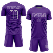 Load image into Gallery viewer, Custom Purple White Geometric Shape Sublimation Soccer Uniform Jersey