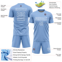 Charger l'image dans la galerie, Custom Light Blue White Geometric Shape Sublimation Soccer Uniform Jersey