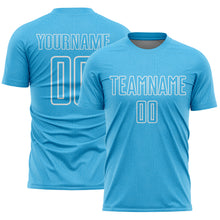 Загрузить изображение в средство просмотра галереи, Custom Sky Blue White Geometric Shape Sublimation Soccer Uniform Jersey