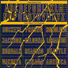 Laden Sie das Bild in den Galerie-Viewer, Custom Navy Yellow Lightning Sublimation Soccer Uniform Jersey