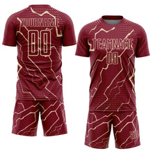 Загрузить изображение в средство просмотра галереи, Custom Crimson City Cream Lightning Sublimation Soccer Uniform Jersey