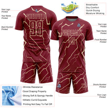 Загрузить изображение в средство просмотра галереи, Custom Crimson City Cream Lightning Sublimation Soccer Uniform Jersey